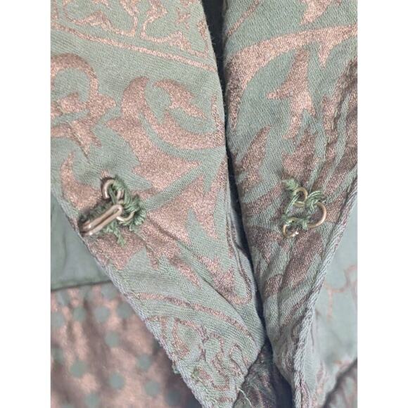 CHICO'S women size Medium Persian Luster Zariah Green Gold Jacket Royalty Regal - Picture 2 of 9